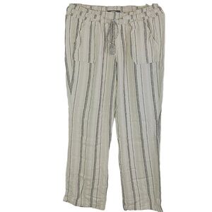 Rewash Paper Bag Wide Leg Striped Linen Blend Pants XL